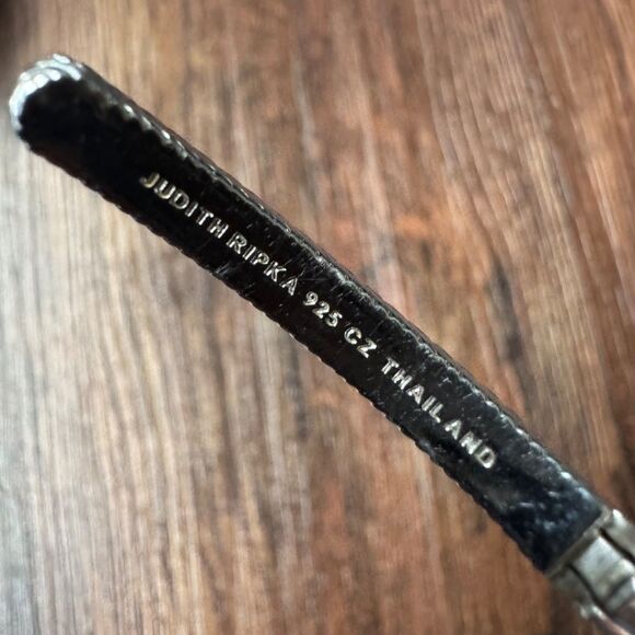 JUDITH RIPKA Sterling Silver Cuff Bracelet Pink Mother of Pearl Heart & CZ, MOP - Picture 10 of 14